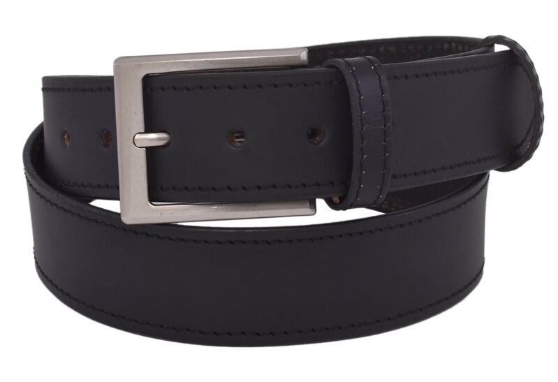Pánsky kožený opasok 763-40-02 čierny prešitý pracka Medard