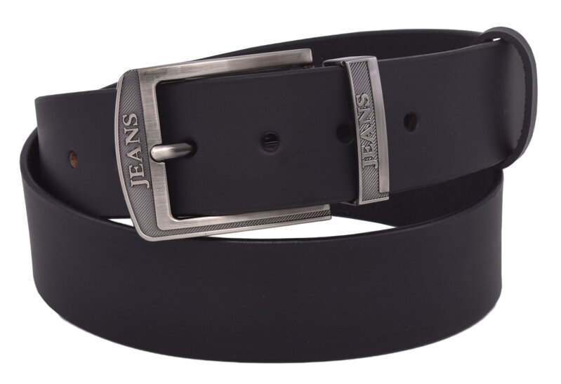 Pánsky kožený opasok 763-40-03 čierny hladký pracka Jeans II